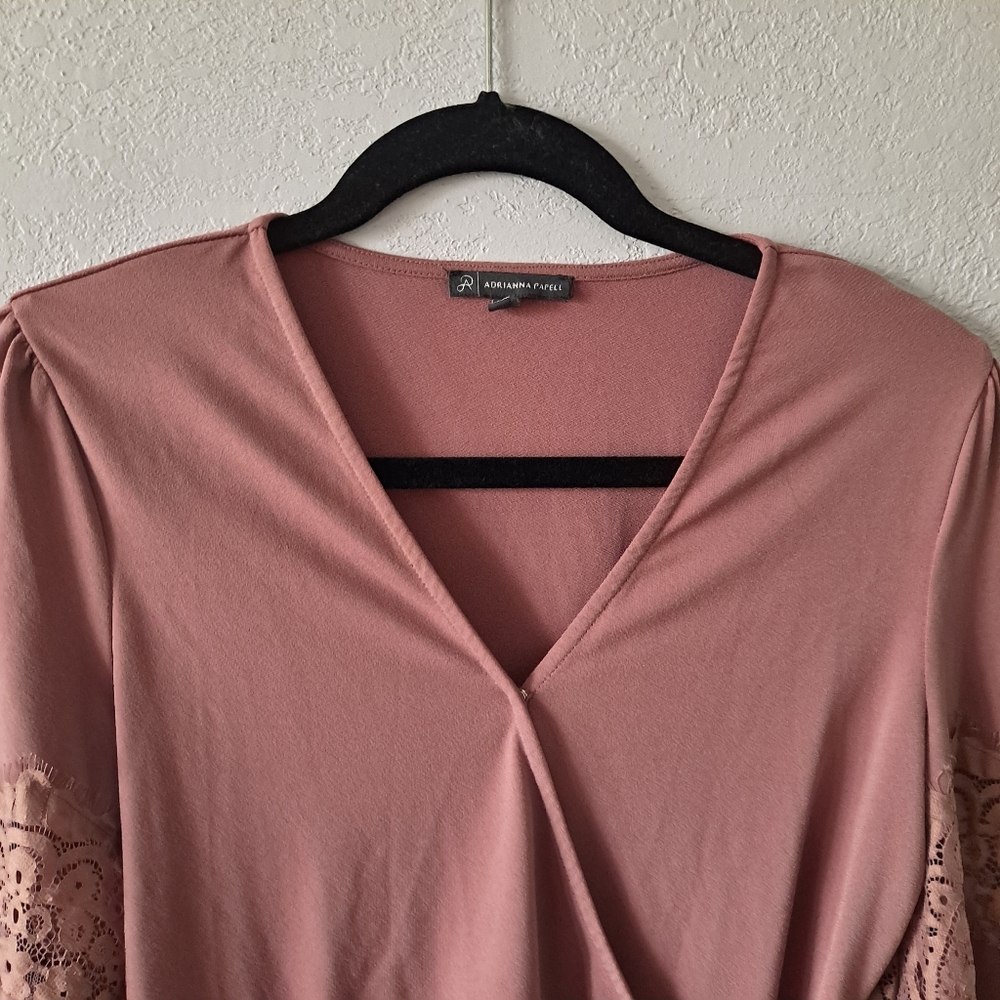 Adrianna Papell Mauve Wrap Blouse - Picture 2 of 6